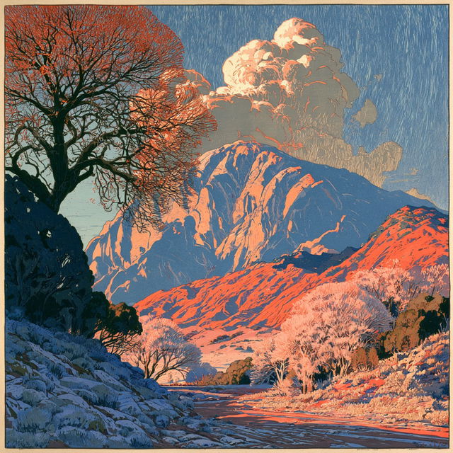Gustave Baumann style, Midjourney V8.2, render 1 of 4
