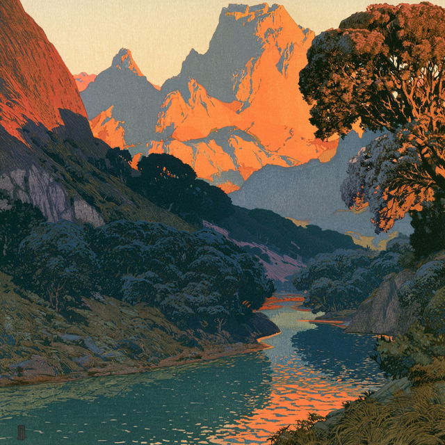Gustave Baumann style, Midjourney V8.2, render 4 of 4