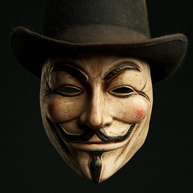 Guy Fawkes mask style, Midjourney V8.2, render 3 of 4