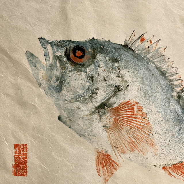 Gyotaku style, Midjourney V8.2, render 1 of 4