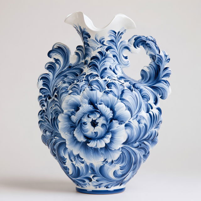 Gzhel ceramic style, Midjourney V8.2, render 4 of 4