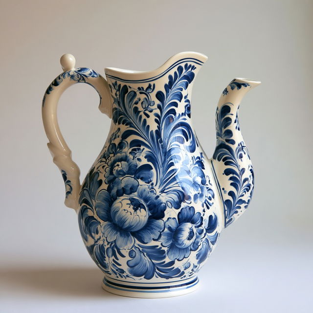 Gzhel ceramic style, Midjourney V8.2, render 3 of 4