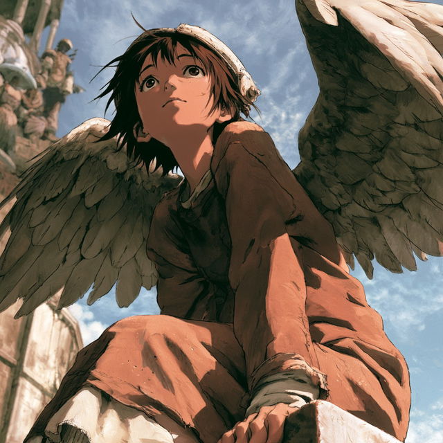 Haibane Renmei style, Midjourney V8.2, render 1 of 4