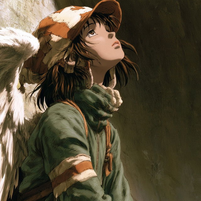 Haibane Renmei style, Midjourney V8.2, render 3 of 4