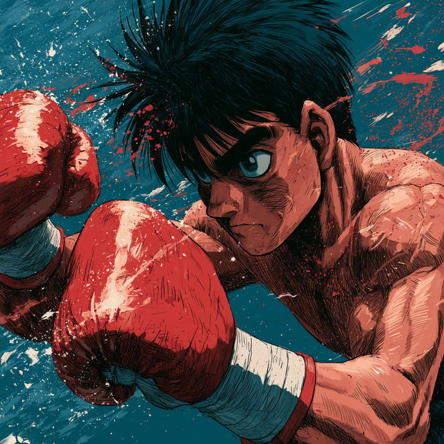 Hajime no Ippo style, Midjourney V8.2, render 3 of 4