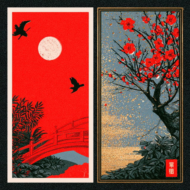 Hanafuda card style, Midjourney V8.2, render 4 of 4