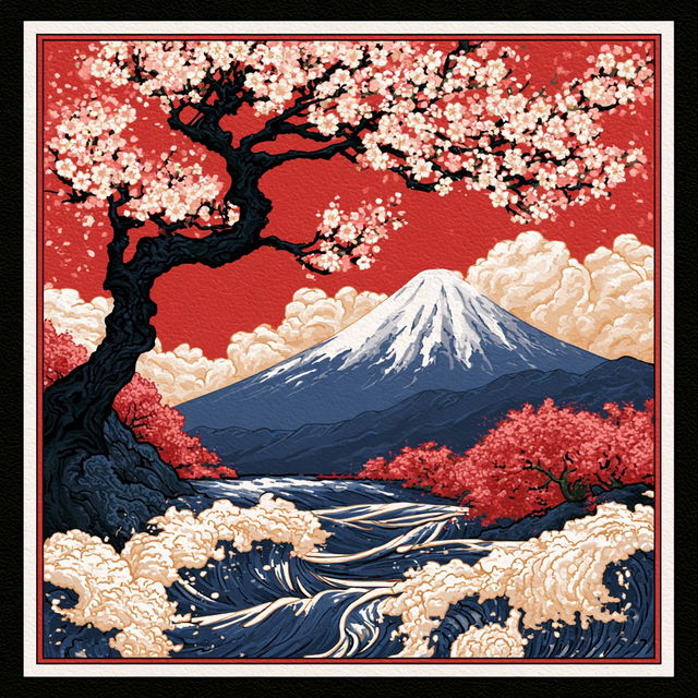 Hanafuda card style, Midjourney V8.2, render 3 of 4