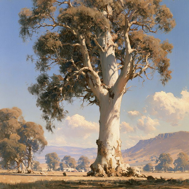 Hans Heysen style, Midjourney V8.2, render 2 of 4