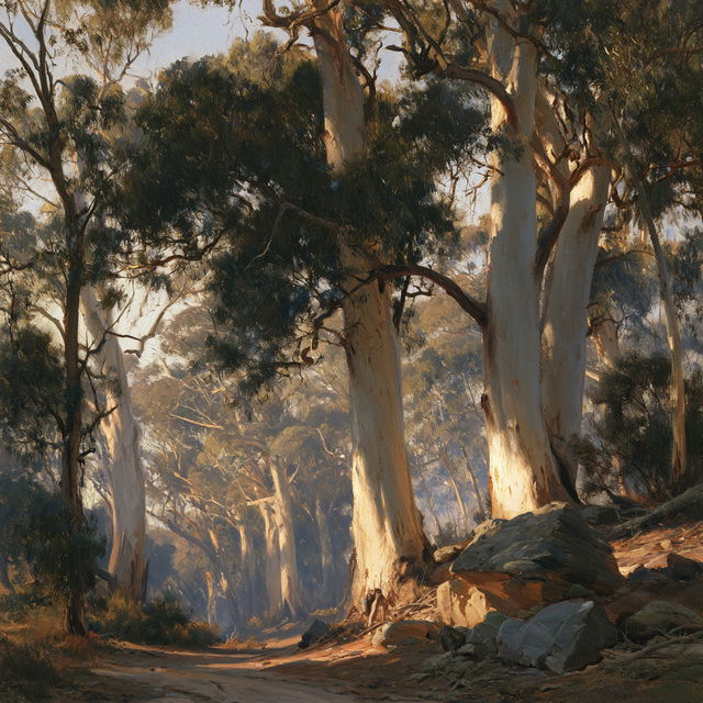 Hans Heysen style, Midjourney V8.2, render 3 of 4