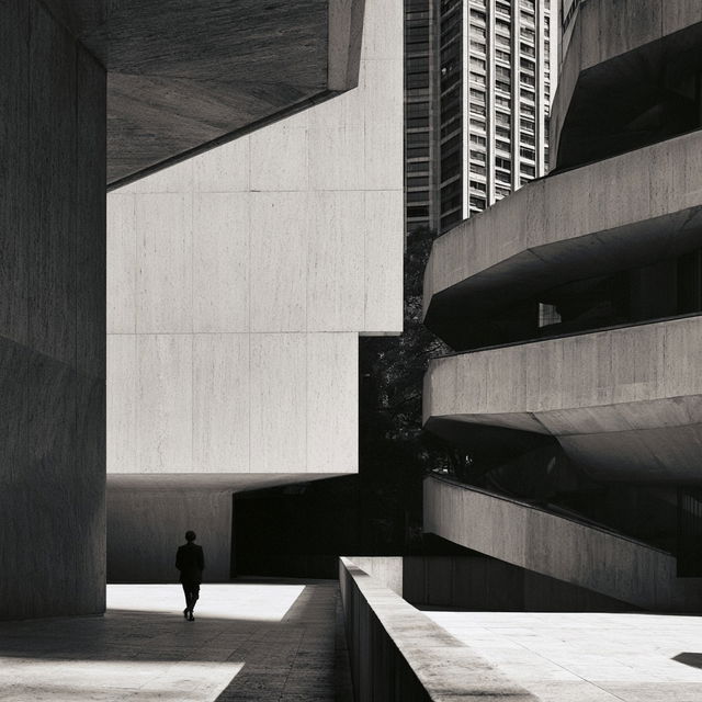 Harry Seidler style, Midjourney V8.2, render 2 of 4
