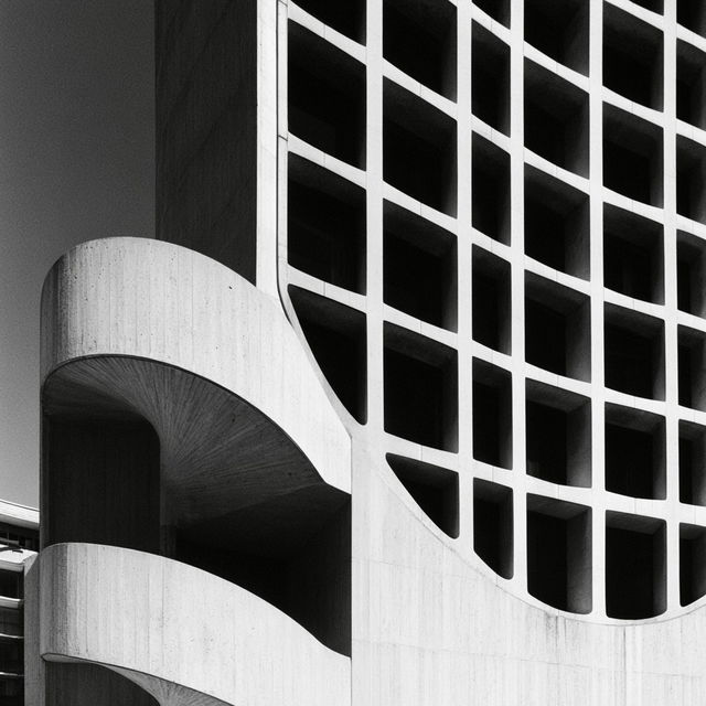 Harry Seidler style, Midjourney V8.2, render 1 of 4