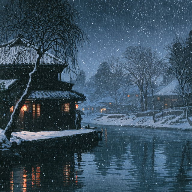 Hasui Kawase style, Midjourney V8.2, render 3 of 4