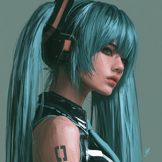Hatsune Miku style, Midjourney V8.2, render 1 of 4