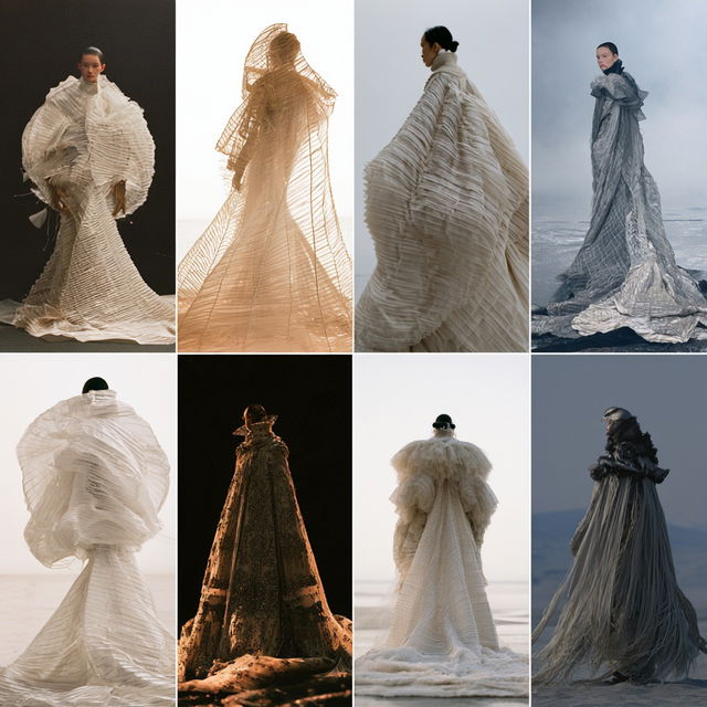 Haute couture fashion style, Midjourney V8.2, render 3 of 4