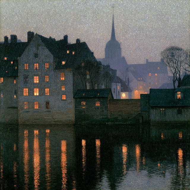 Henri Le Sidaner style, Midjourney V8.2, render 2 of 4
