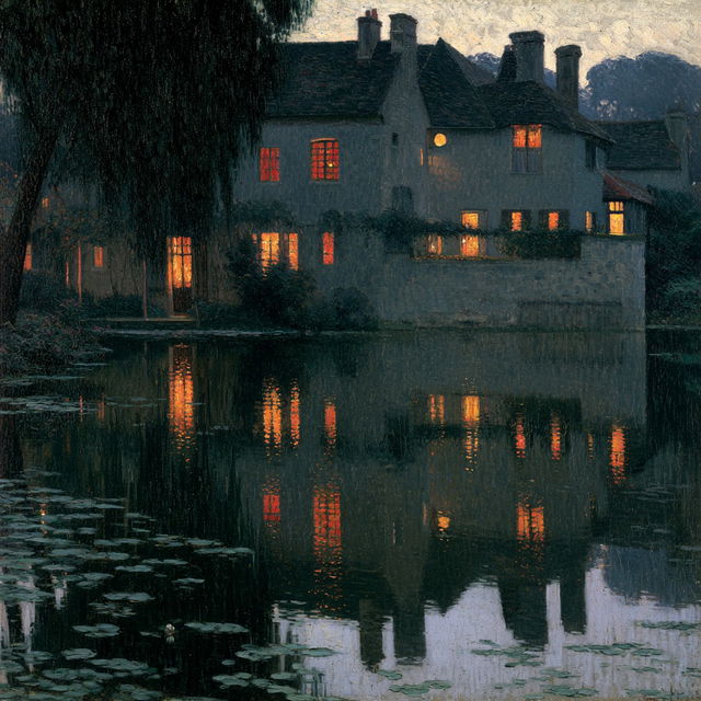 Henri Le Sidaner style, Midjourney V8.2, render 1 of 4