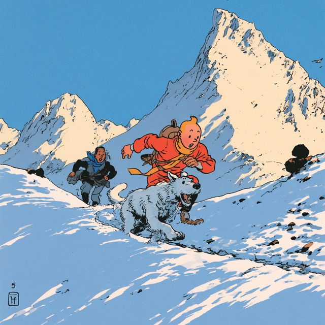 Herge style, Midjourney V8.2, render 1 of 4