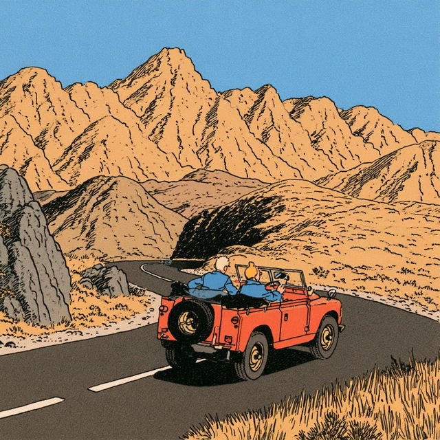 Herge style, Midjourney V8.2, render 3 of 4