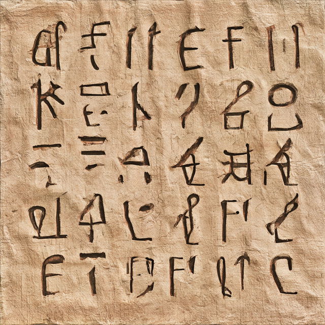 Hieratic script style, Midjourney V8.2, render 4 of 4