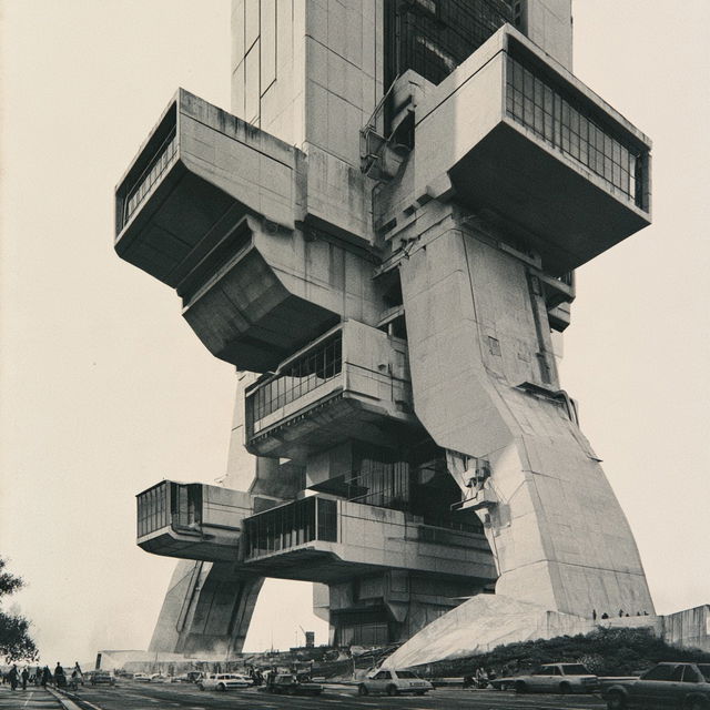 High-tech architecture style, Midjourney V8.2, render 1 of 4