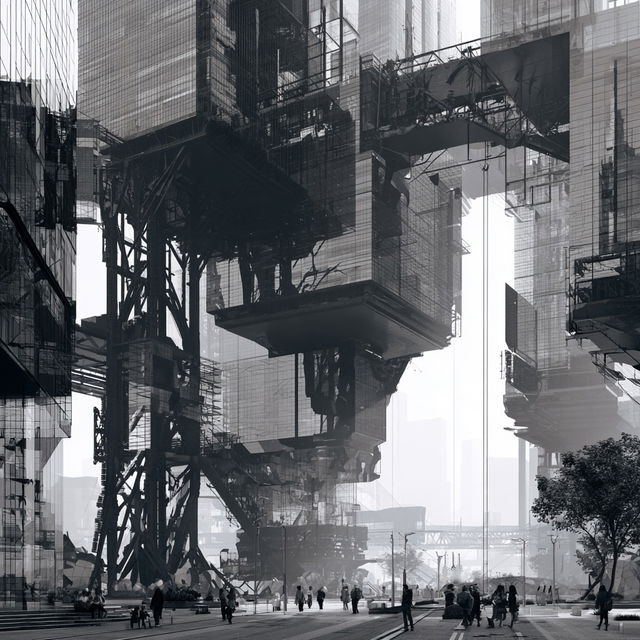 High-tech architecture style, Midjourney V8.2, render 3 of 4