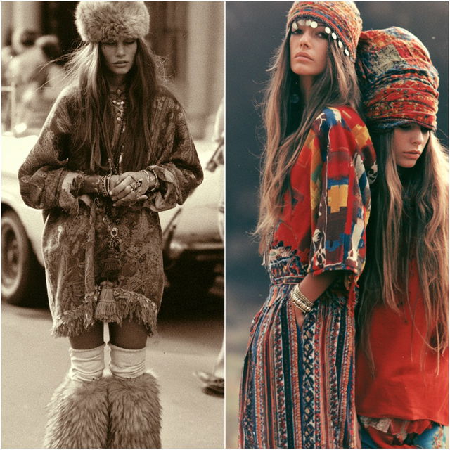 Hippie fashion style, Midjourney V8.2, render 3 of 4