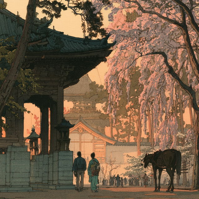 Hiroshi Yoshida style, Midjourney V8.2, render 2 of 4