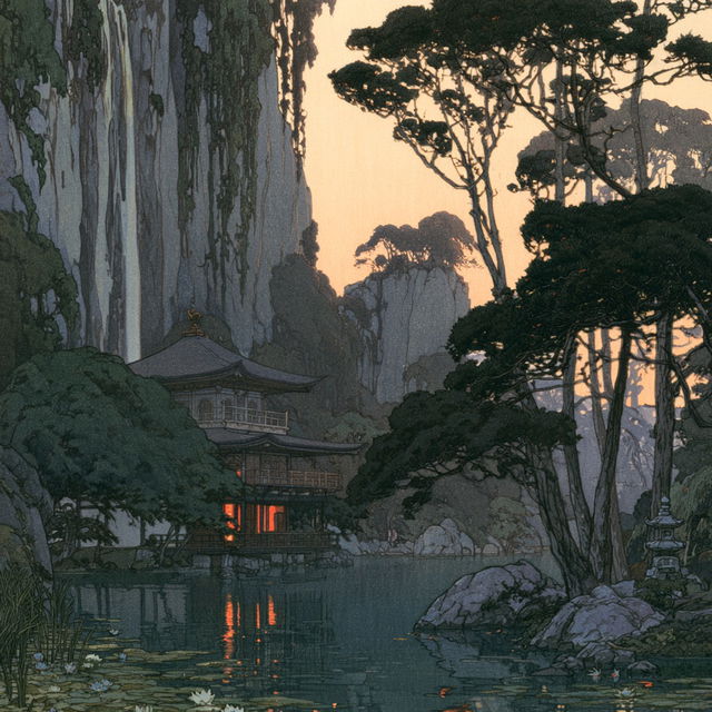 Hiroshi Yoshida style, Midjourney V8.2, render 1 of 4