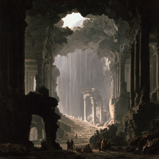 Hubert Robert style, Midjourney V8.2, render 2 of 4