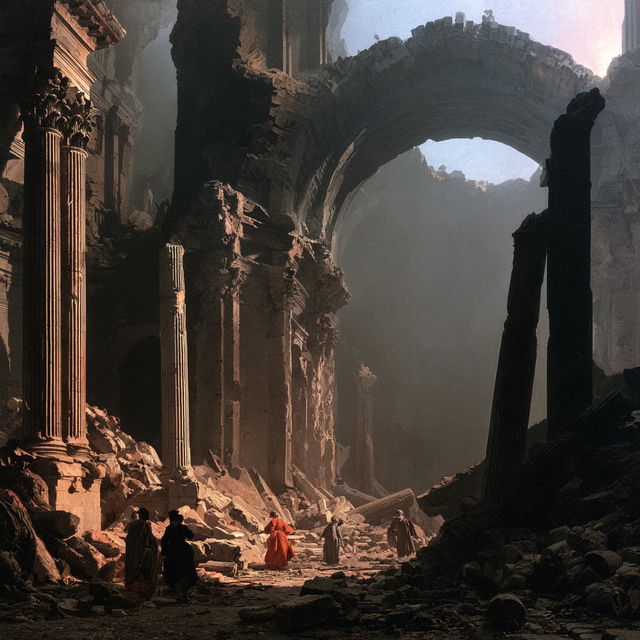Hubert Robert style, Midjourney V8.2, render 4 of 4
