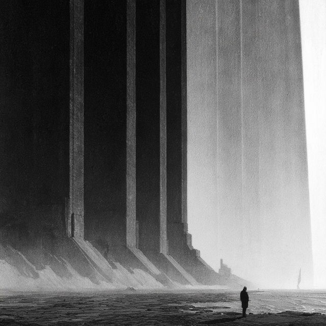 Hugh Ferriss style, Midjourney V8.2, render 2 of 4