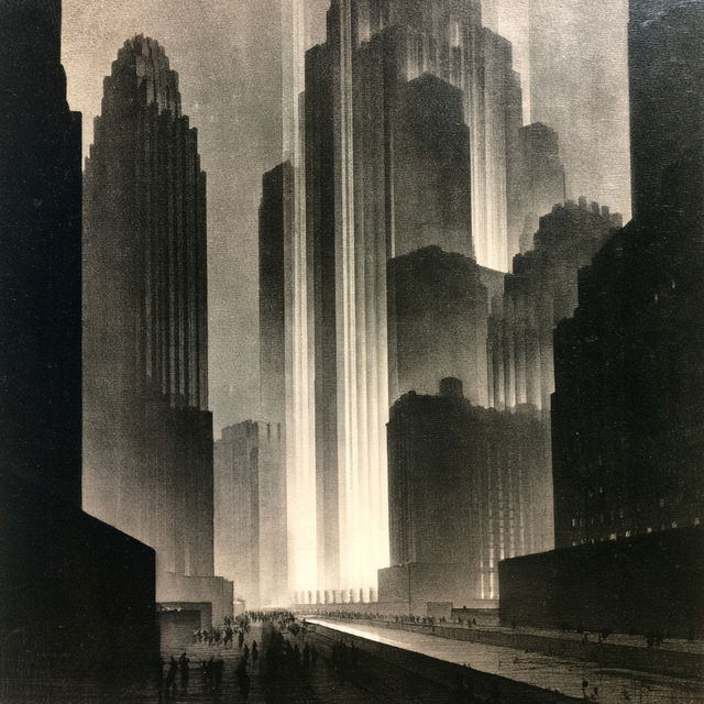 Hugh Ferriss style, Midjourney V8.2, render 3 of 4