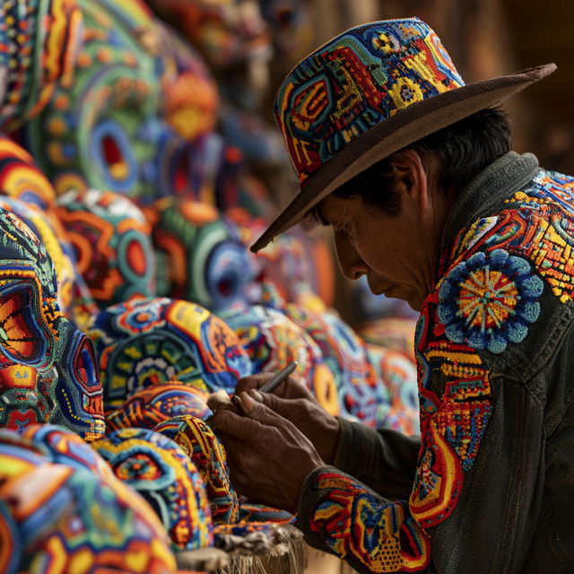 Huichol art style, Midjourney V8.2, render 1 of 4