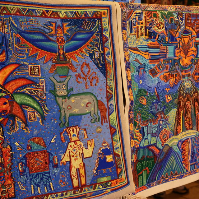 Huichol art style, Midjourney V8.2, render 3 of 4