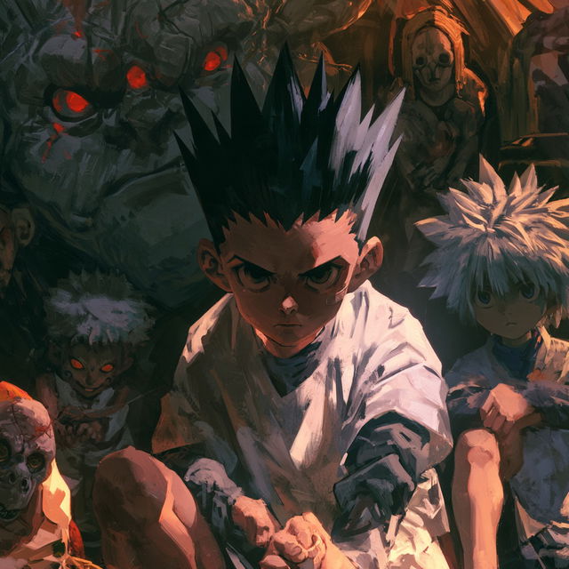 Hunter x Hunter style, Midjourney V8.2, render 2 of 4