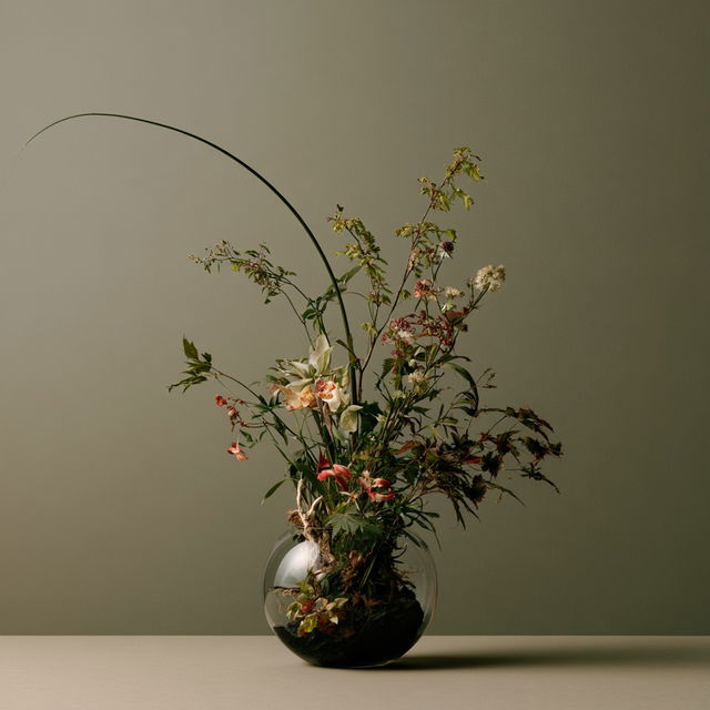 Ikebana style, Midjourney V8.2, render 2 of 4