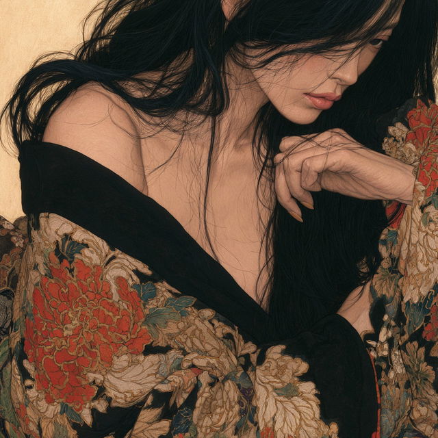 Ikenaga Yasunari style, Midjourney V8.2, render 1 of 4