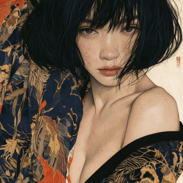 Ikenaga Yasunari style, Midjourney V8.2, render 3 of 4