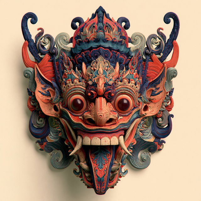 Indonesian mask style, Midjourney V8.2, render 3 of 4