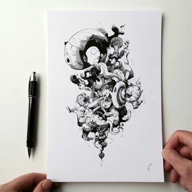 Ink drawing style, Midjourney V8.2, render 2 of 4