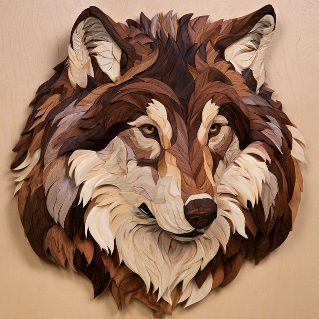 Intarsia woodworking style, Midjourney V8.2, render 2 of 4