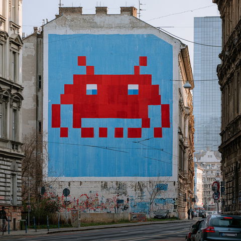 Invader style (Street artists), Midjourney V8.2