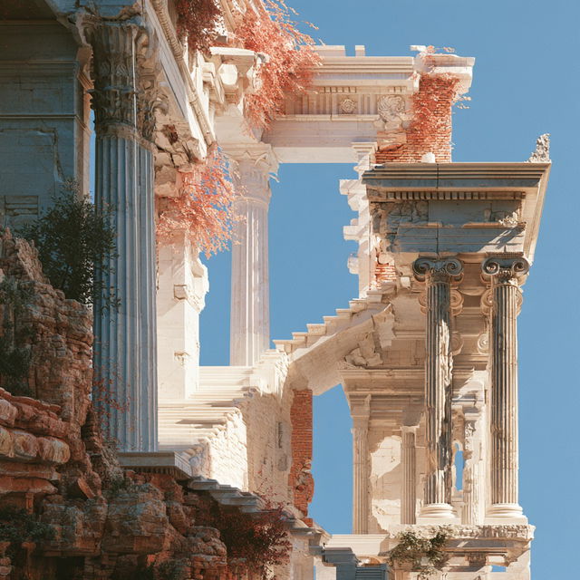 Ionian architecture style, Midjourney V8.2, render 1 of 4