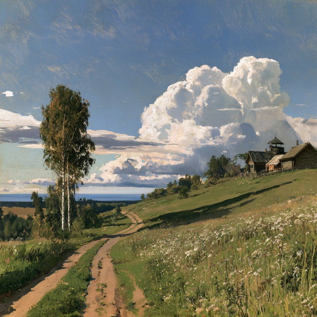 Isaac Levitan style, Midjourney V8.2, render 2 of 4