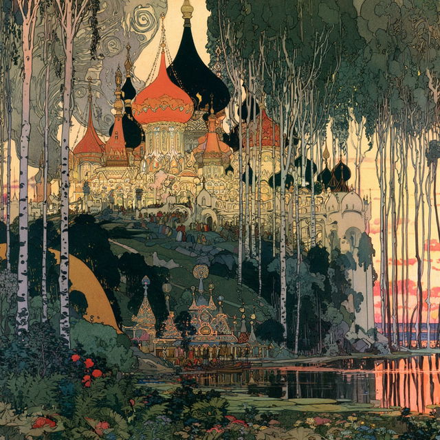 Ivan Bilibin style, Midjourney V8.2, render 1 of 4
