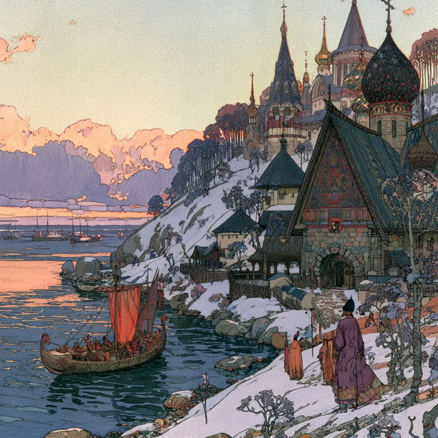 Ivan Bilibin style, Midjourney V8.2, render 3 of 4