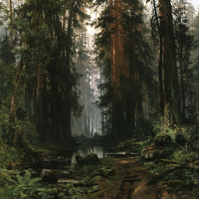Ivan Shishkin style, Midjourney V8.2, render 2 of 4