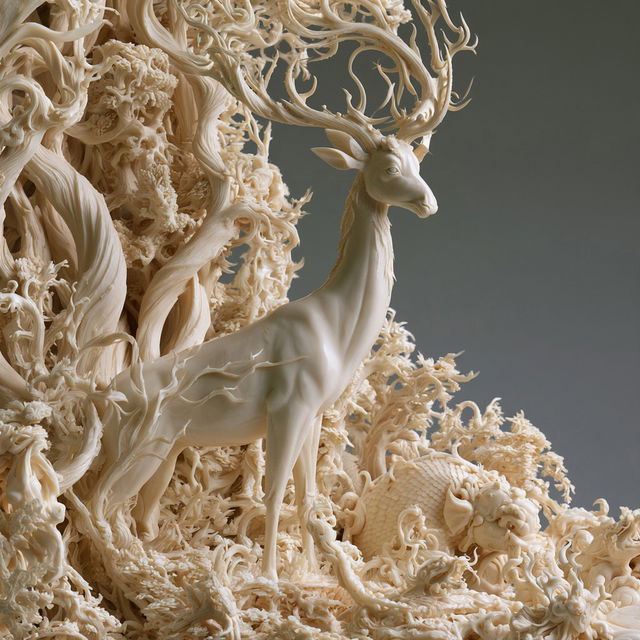 Ivory carving style, Midjourney V8.2, render 4 of 4