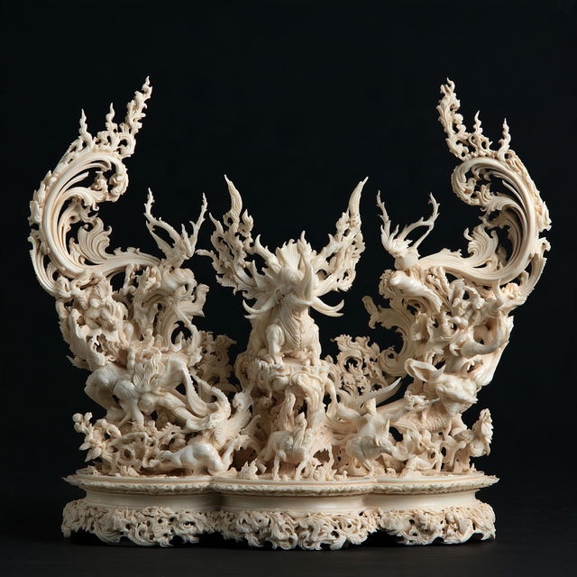 Ivory carving style, Midjourney V8.2, render 2 of 4