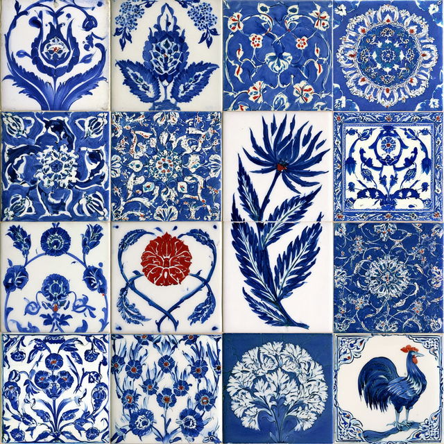 Iznik tiles style, Midjourney V8.2, render 2 of 4